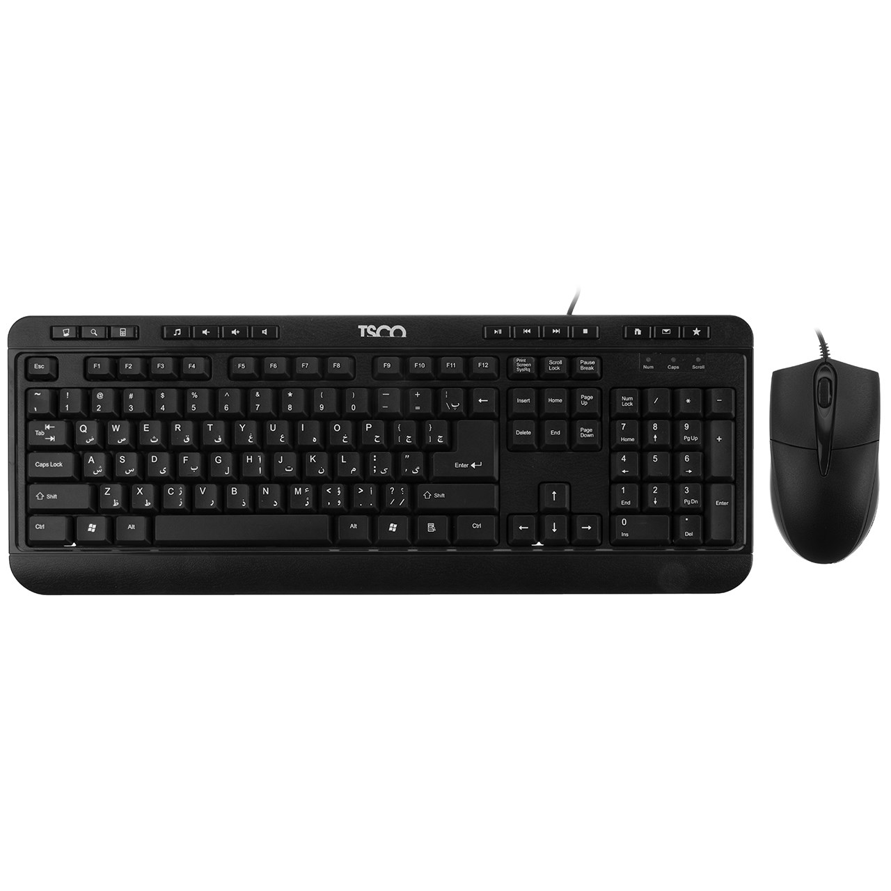 تصویر  کیبورد و ماوس سیم دار تسکو مدل KEYBOARD MOUSE TSCO TKM-8052