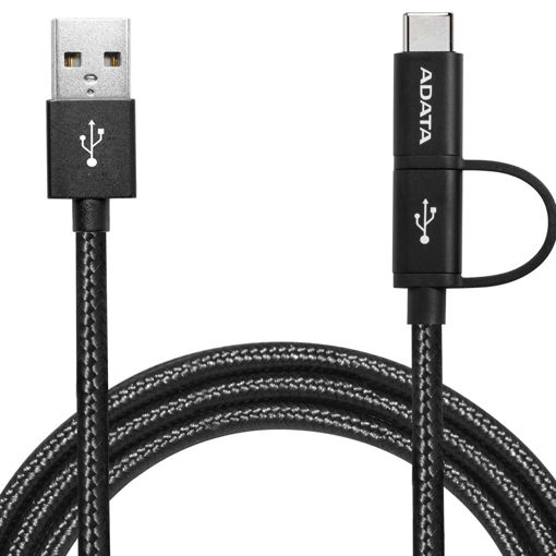 کابل تبدیل USB به microUSB/USB-C ای دیتا مدل Two Is Better طول 1 متر