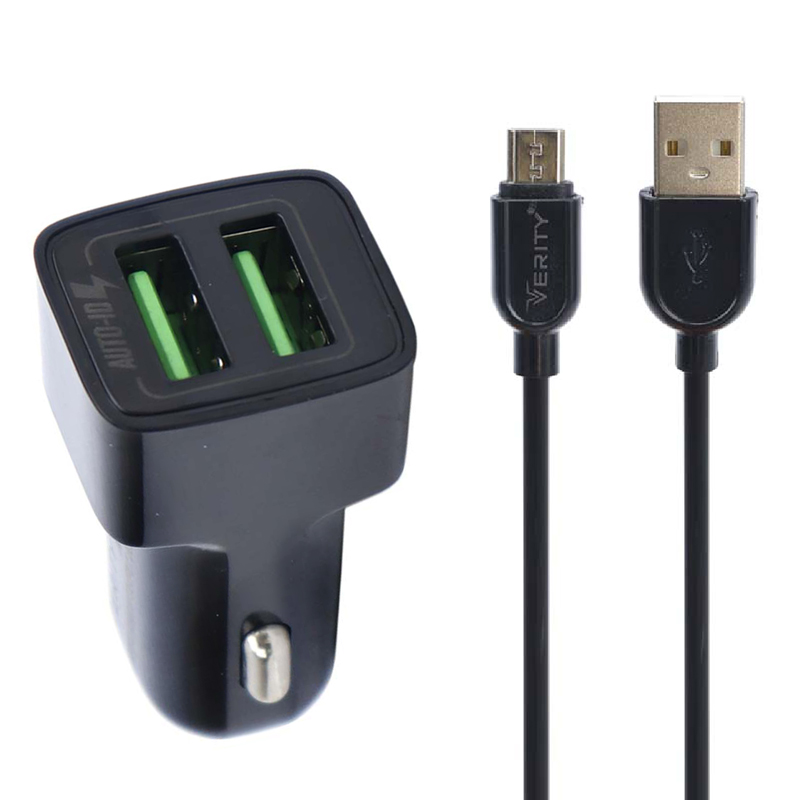 تصویر  شارژر فندکی وریتی مدل C1114 به همراه کابل تبدیل microUSB