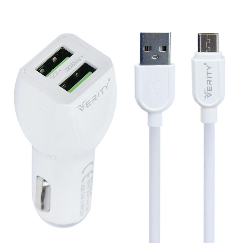 تصویر  شارژر فندکی وریتی مدل C-1115 به همراه کابل تبدیل  microUSB