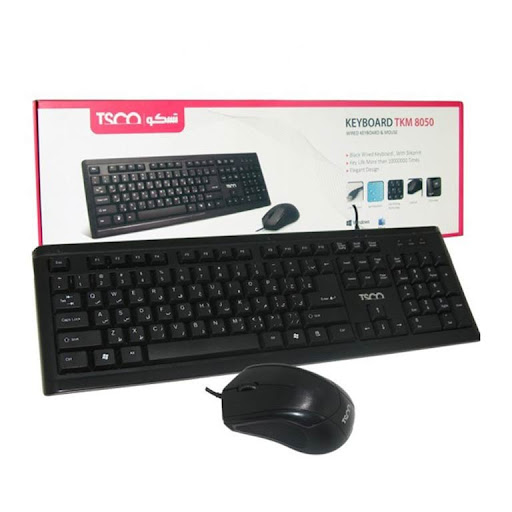 کیبورد و ماوس سیم دار تسکو مدل  KEYBOARD MOUSE TSCO TKM-8050 در قائم آی تی
