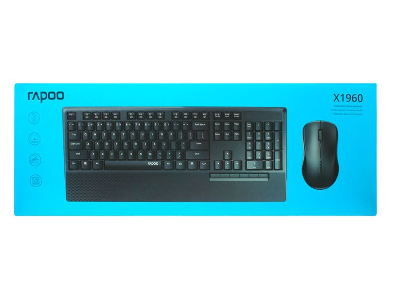 خرید،قیمت و مشخصات کیبورد و ماوس بی سیم رپو مدل Keyboard & Mouse Wireless RAPOO X-1960- قائم آی تی