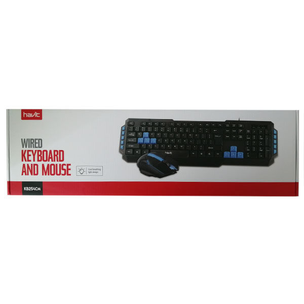 کیبورد و ماوس سیم دار برند هویت مدل KEYBOARD MOUSE HAVIT KB-254