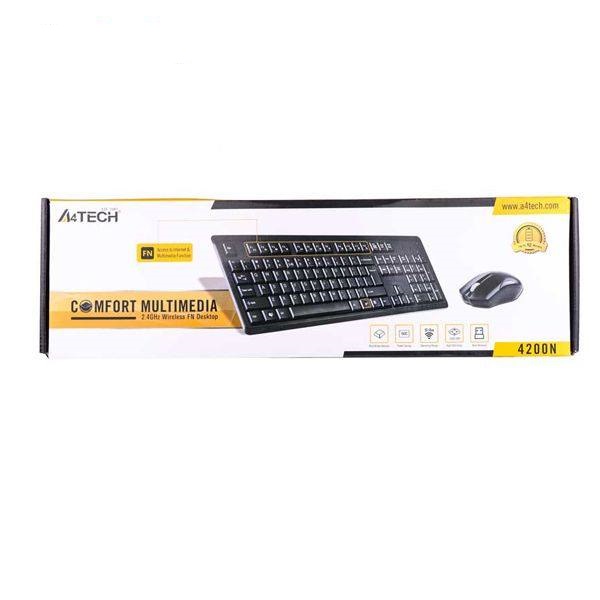 بهترین قیمت کیبورد و ماوس بدون سیم برند ایفورتک مدل KEYBOARD MOUSE A4TECH 4200 N