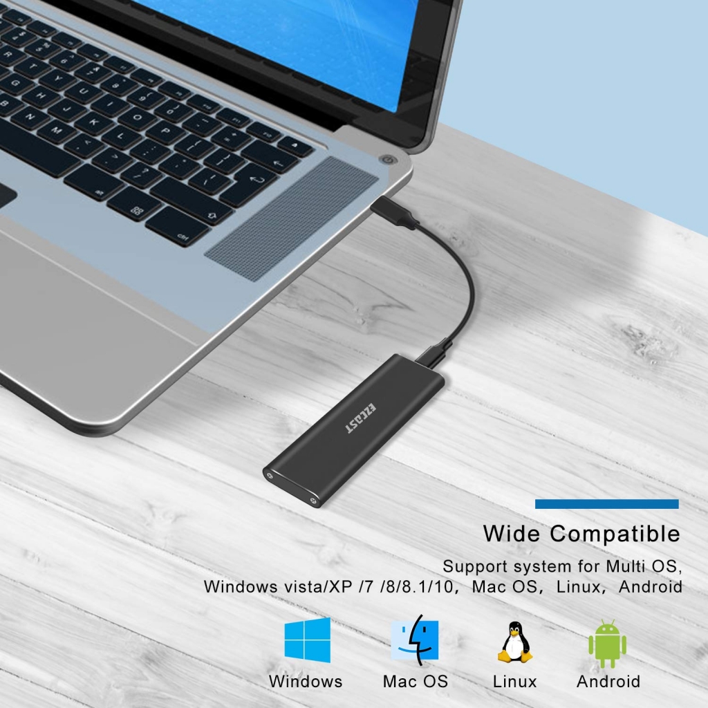 باکس هارد اس اس دی ایزی کست مدل EZCAST SSD M.2 NVME PORTABLE ENCLOSURE