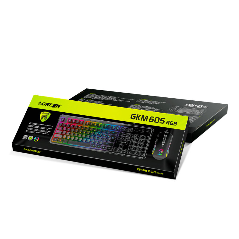 کیبورد و ماوس مخصوص بازی گرین مدل KEYBOARD MOUSE GAMING GREEN GKM-650 RGB