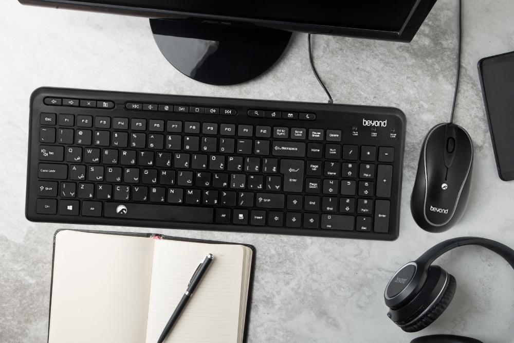 کیبورد و ماوس سیم دار بیاند مدل KEYBOARD MOUSE BEYOND BMK-2995