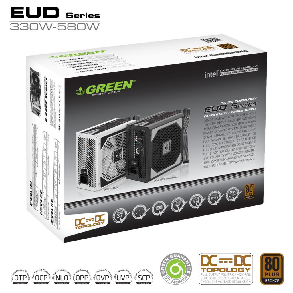 منبع تغذیه کامپیوتر گرین مدل POWER GREEN GP-480W EUD