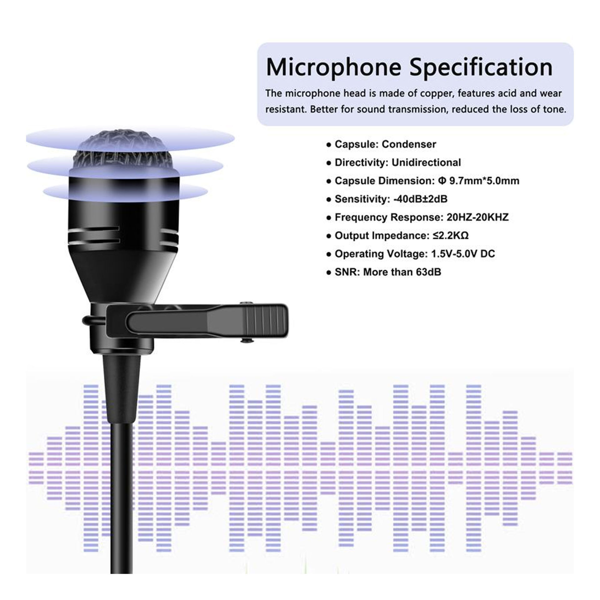 میکروفون یقه ای بدون سیم کیمافون مدل MICROPHONE KIMAFUNE KM-G-130