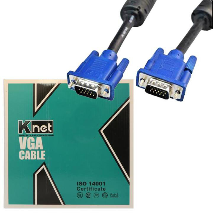 کابل تصویر مانیتور 10 متری کی نت مدل CABLE VGA KNET HIGH SPEED 10M