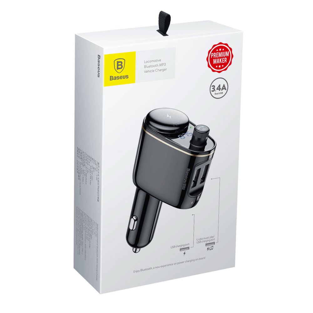 شارژر فندکی و اف ام پلیر خودرو بیسوس مدل CAR CHARGER BASEUS MP3 VEHICLE RH-01