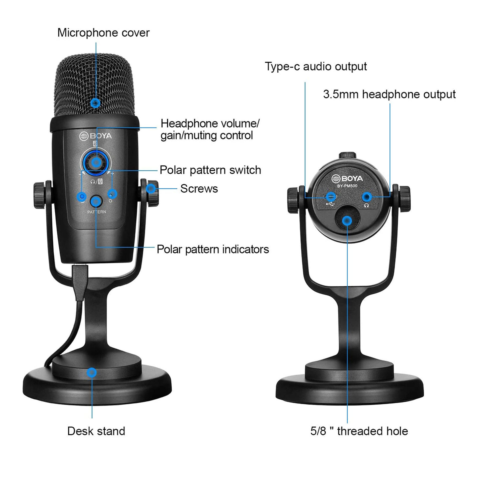 میکروفون استودیویی بویا مدل MICROPHONE BOYA PM-500
