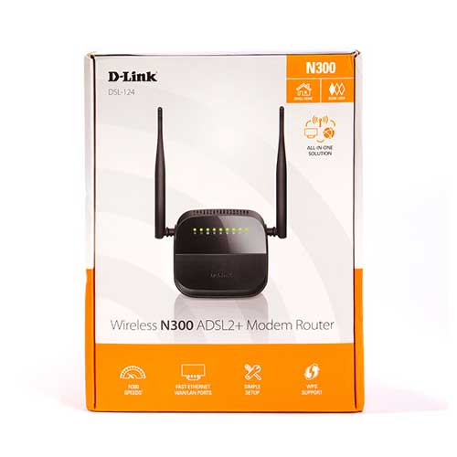 مودم روتر +ADSL2 دی لینک 2 آنتن مدل MODEM ROUTER WIFI D-LINK DSL-124 NEW