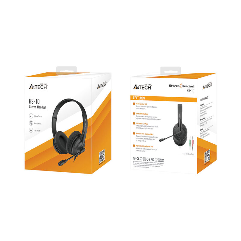 هدست سیم دار ایفورتک مدل HEADSET A4TECH HS-10