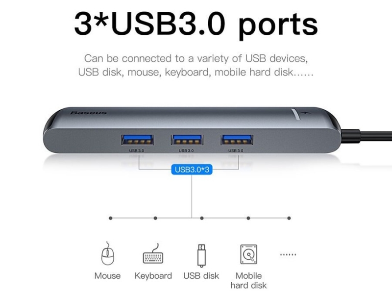 Baseus CAHUB-J0G 6 Port Type C Hub