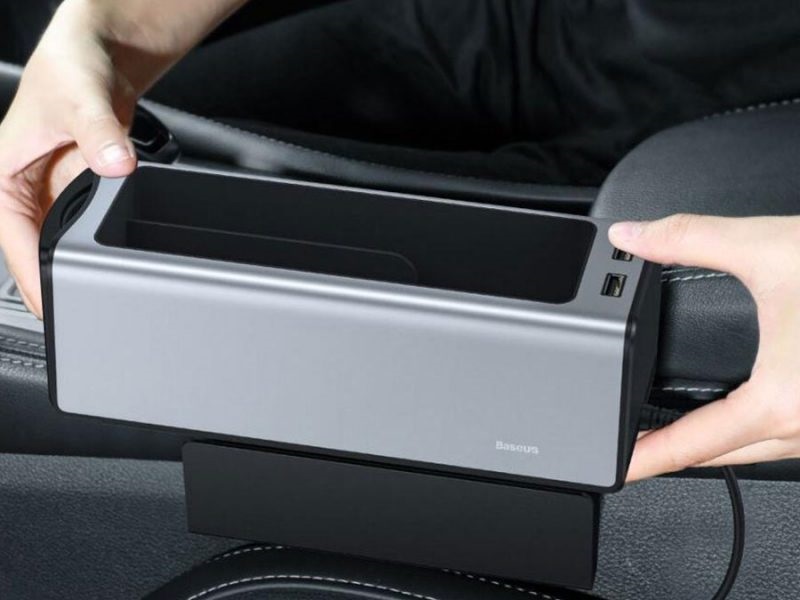 جعبه نظم دهنده داخل خودرو و هاب شارژر بیسوس مدل BASEUS CAR ORGANIZER CRCWH-A01 به همراه جا لیوانی