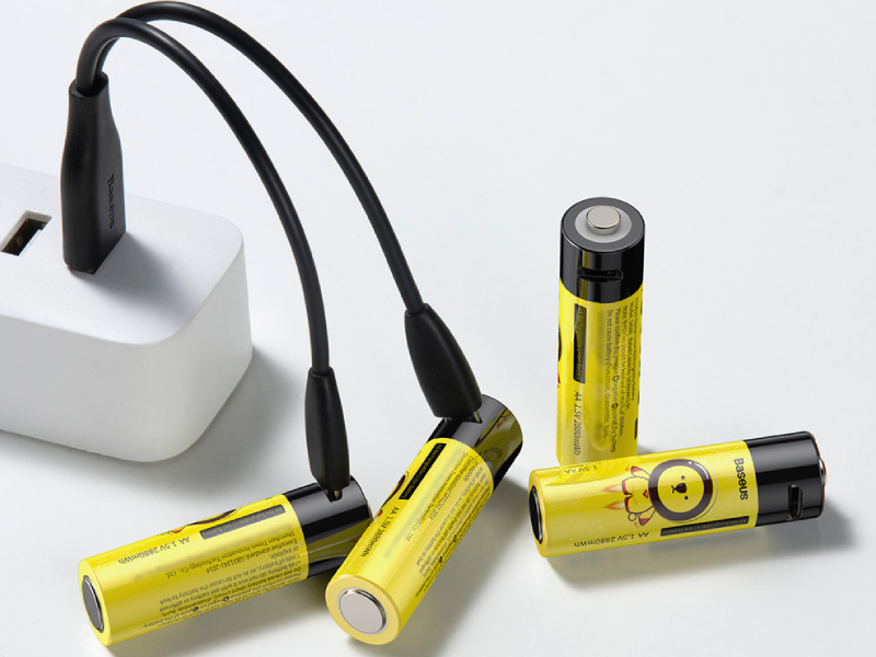 پک 2 عددی باتری قلمی شارژی بیسوس مدل BASEUS PCWH000211 به همراه کابل شارژ