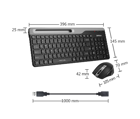 کیبورد و ماوس بدون سیم ایفورتک مدل KEYBOARD MOUSE A4TECH FB-2535C