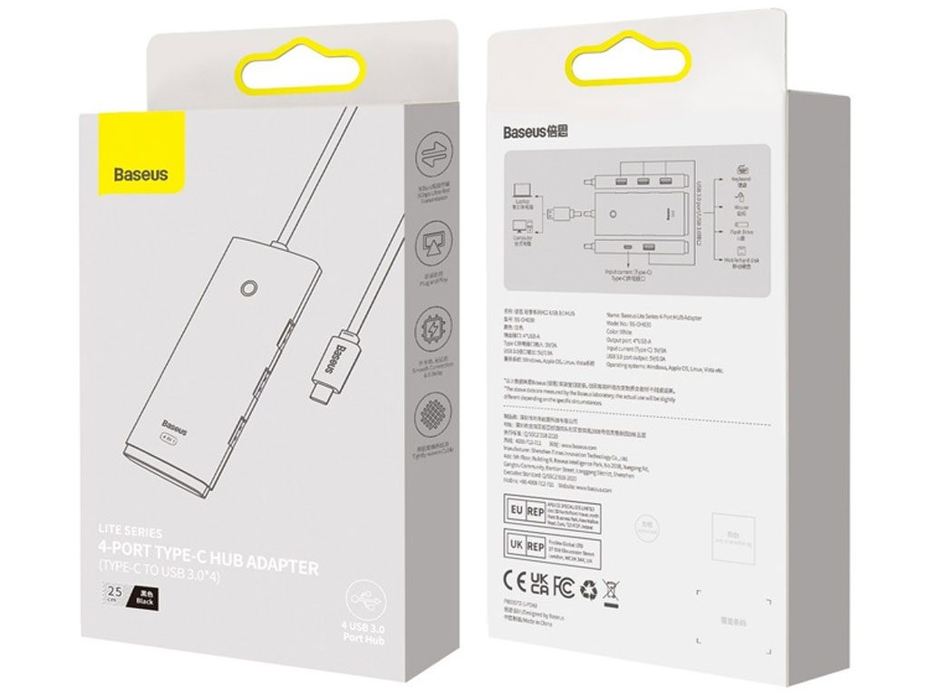 هاب 4 پورت تایپ سی بیسوس مدل BASEUS LITE SERIES 4-PORT WKQX030301