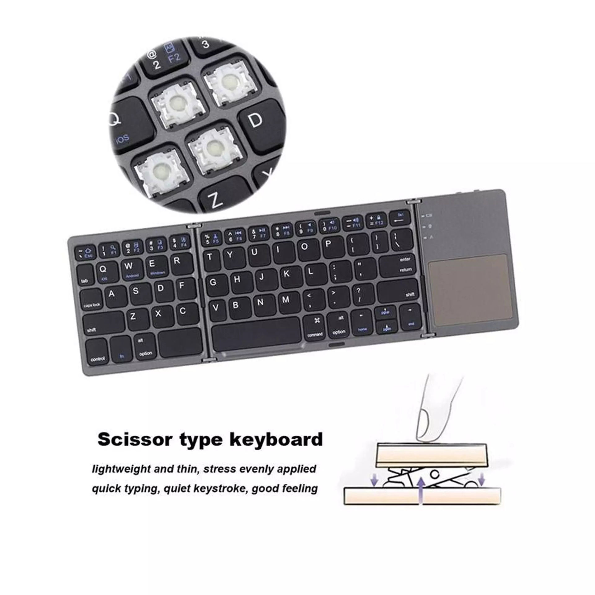 کیبورد بلوتوثی قابل حمل تاشو مدل KEYBOARD BLUETOOTH BT-033