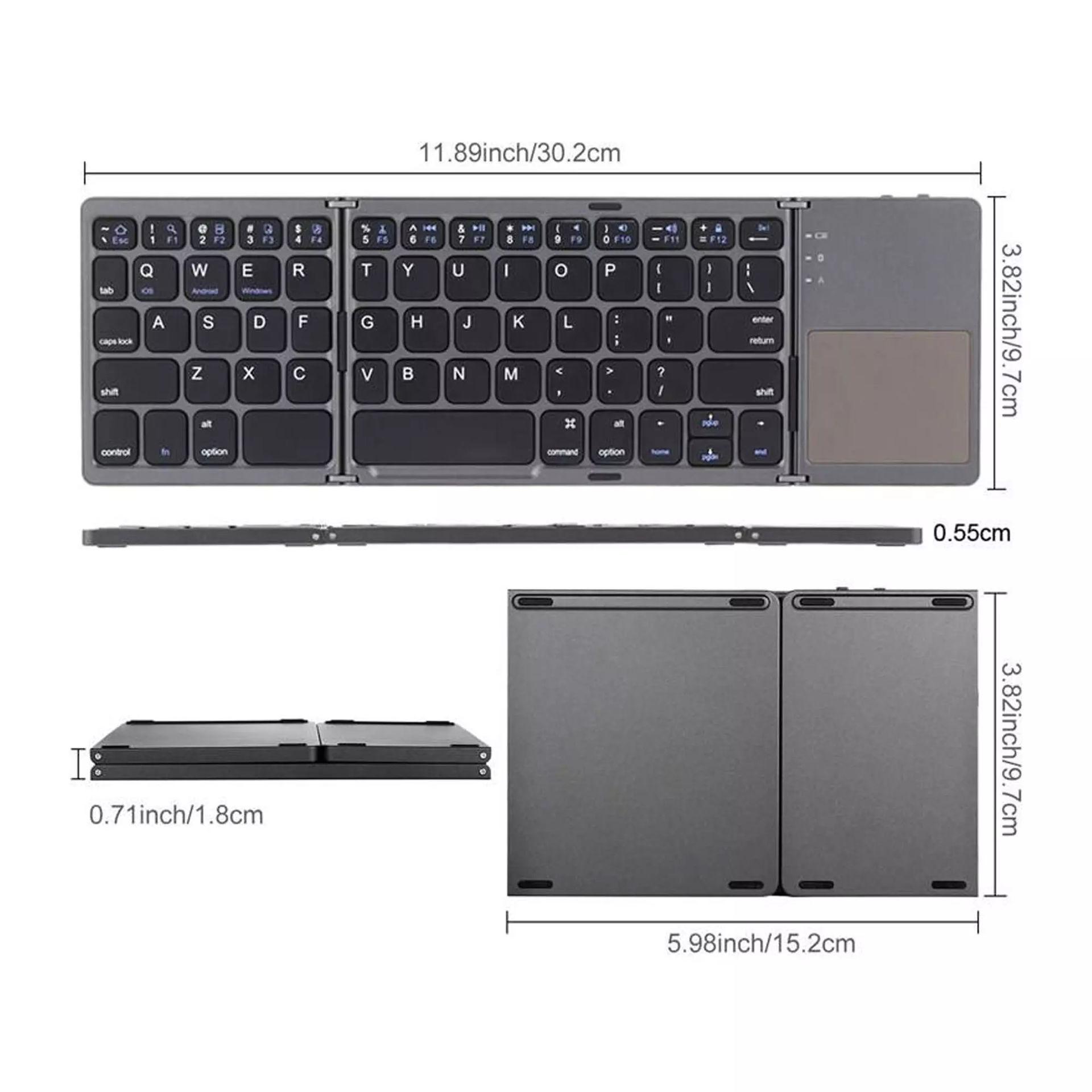 کیبورد بلوتوثی قابل حمل تاشو مدل KEYBOARD BLUETOOTH BT-033