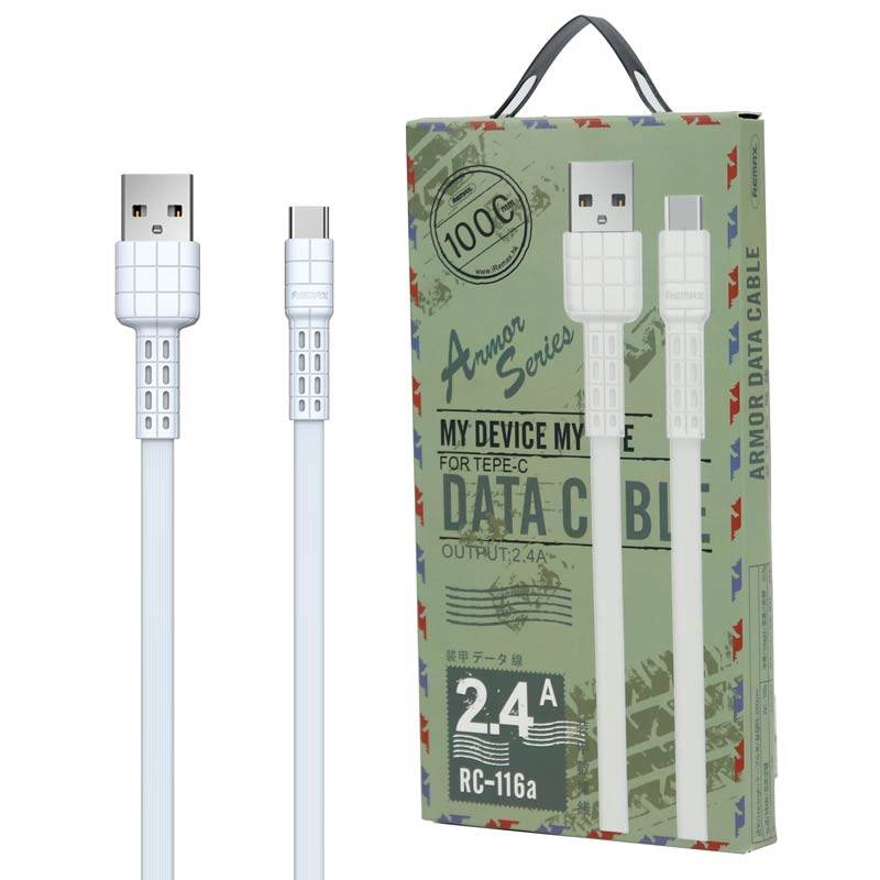 کابل فست شارژ تایپ سی ریمکس مدل CABLE TYPE-C REMAX RC-116A طول 1 متر