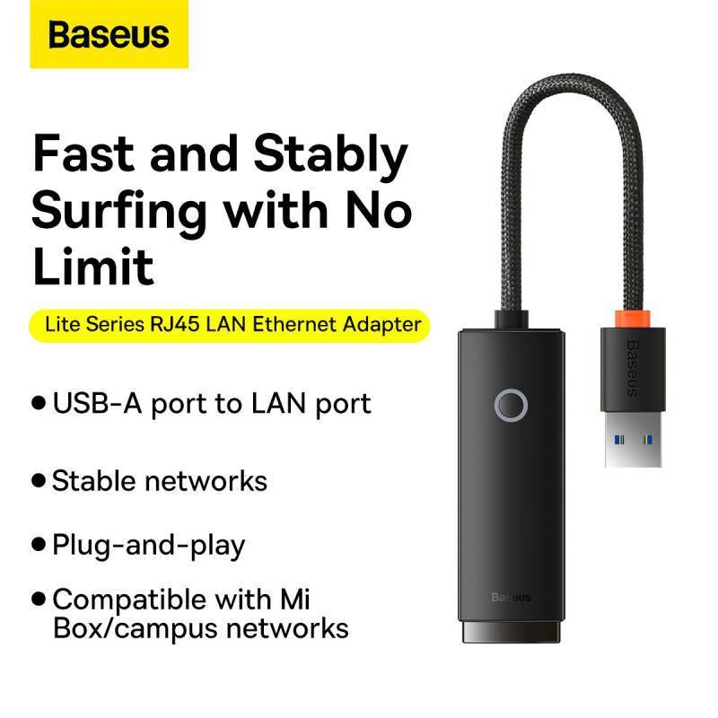 کابل تبدیل لن به یو اس بی بیسوس مدل ETHERNET ADAPTER BASEUS RJ45 TO USB WKQX000101 1000Mbps