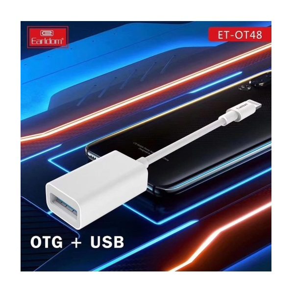 تبدیل OTG لایتنینگ ارلدام مدل CONVERTER EARLDOM LIGHTNING TO USB OT-48 طول 10 سانتیمتر
