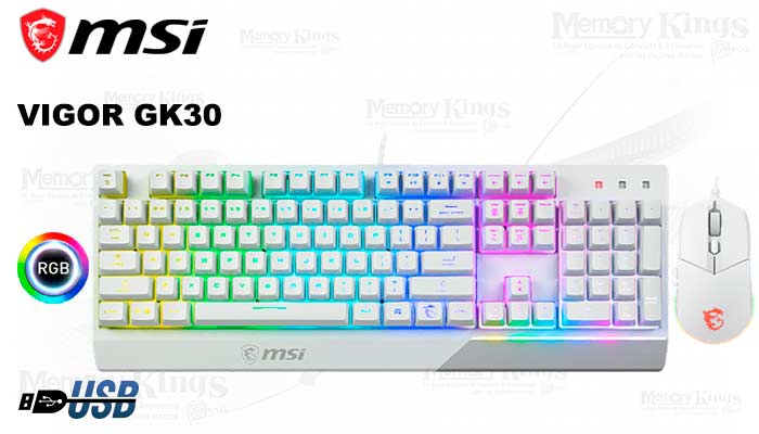 کیبورد و ماوس مخصوص بازی ام اس آی KEYBOARD GAMING MSI VIGOR GK-30 white