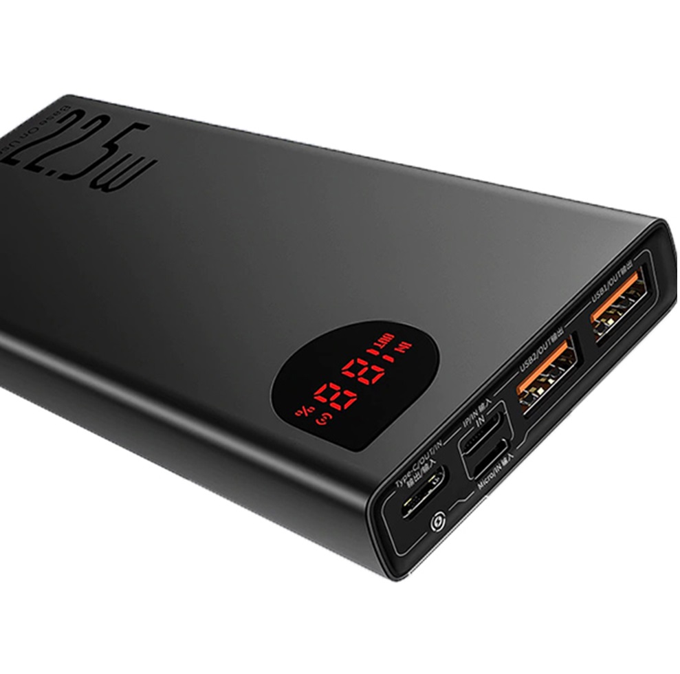 بهترین قیمت پاوربانک بیسوس ظرفیت 20000 میلی آمپر مدل POWER BANK BASEUS ADAMAN METAL DIGITAL DISPLAY QC3.0 PPAD000101 توان 22.5 وات