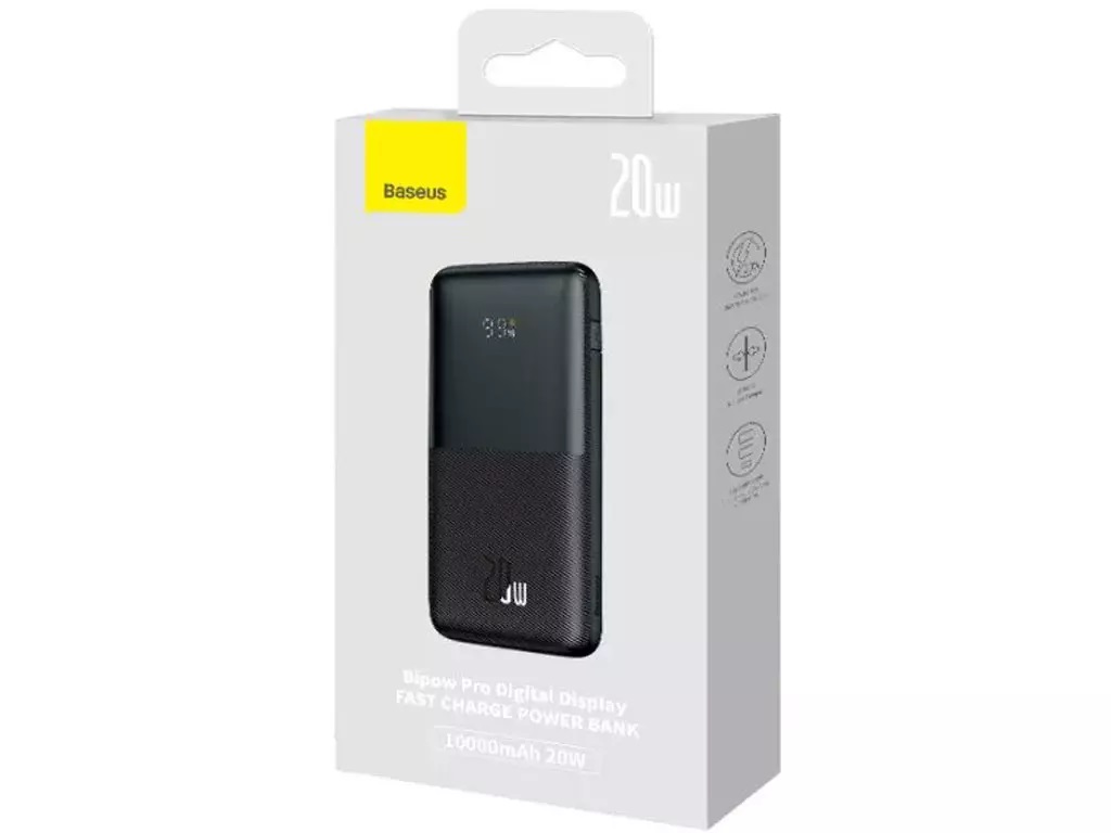 پاوربانک بیسوس ظرفیت 10000 میلی آمپر مدل POWER BANK BASEUS BIPOW PRO PPBD040101 توان 20 وات