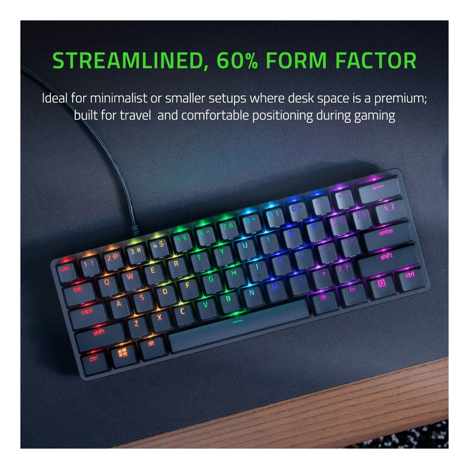 کیبورد مکانیکال مخصوص بازی ریزر مدل KEYBOARD GAMING RAZER HUNTSMAN MINI سوئیچ بنفش