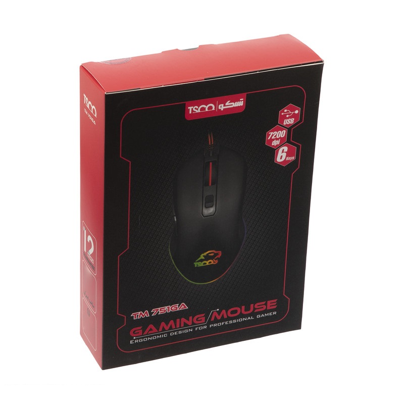 ماوس مخصوص بازی سیم دار تسکو مدل MOUSE GAMING TSCO TM-751GM