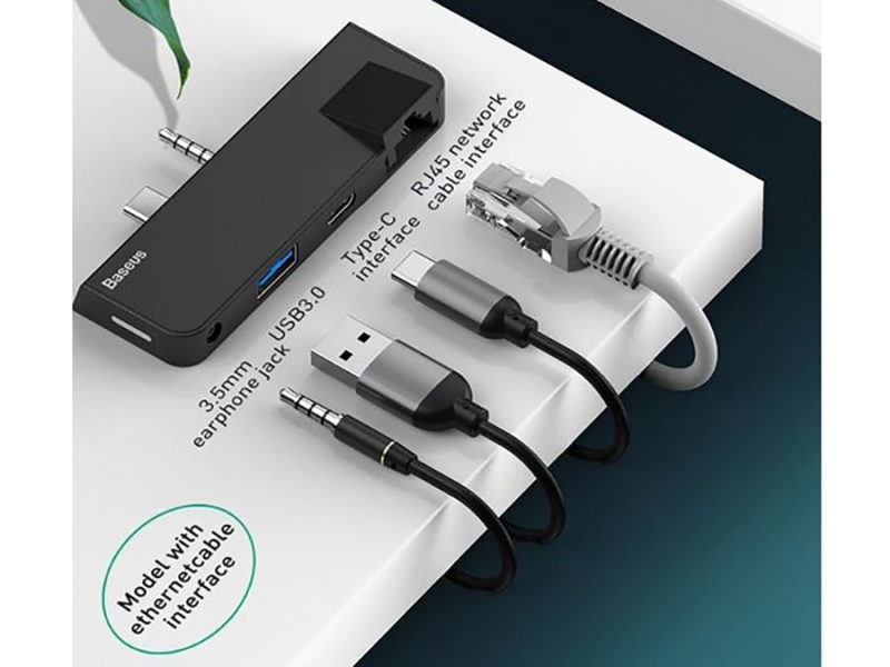 هاب 4 پورت تایپ سی بیسوس مدل BASEUS MULTIFUNCTIONAL HUB ADAPTER CAHUB-FG01 مناسب سرفیس