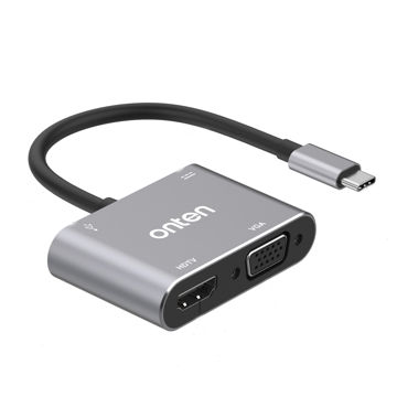 خرید،قیمت و مشخصات تبدیل تایپ سی به HDMI/VGA/USB/USB-C اونتن ONTEN OTN-95112 - قائم آی تی