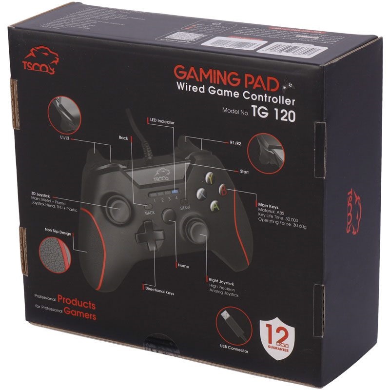 دسته بازی سیم دار تسکو مدل GAME PAD TSCO TG-120 در قائم آی تی