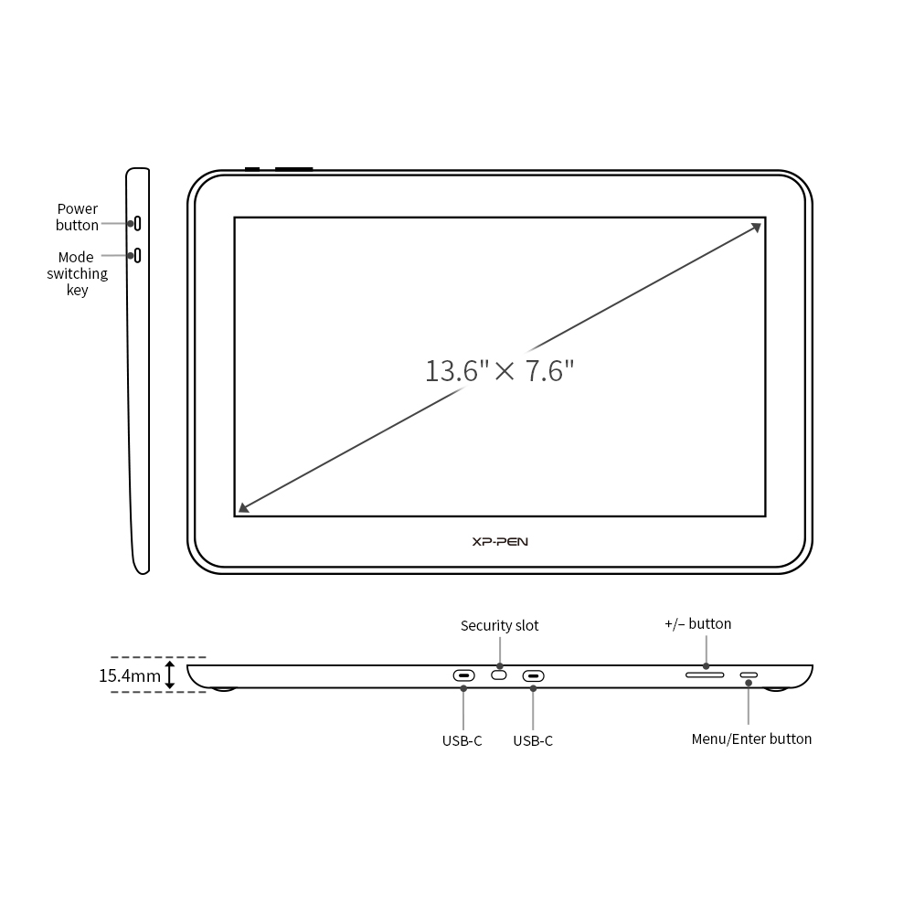 قلم طراحی نوری ایکس پی پن مدل  XP PEN ARTIST PRO 16 TP OPTICAL DRAWING TABLET