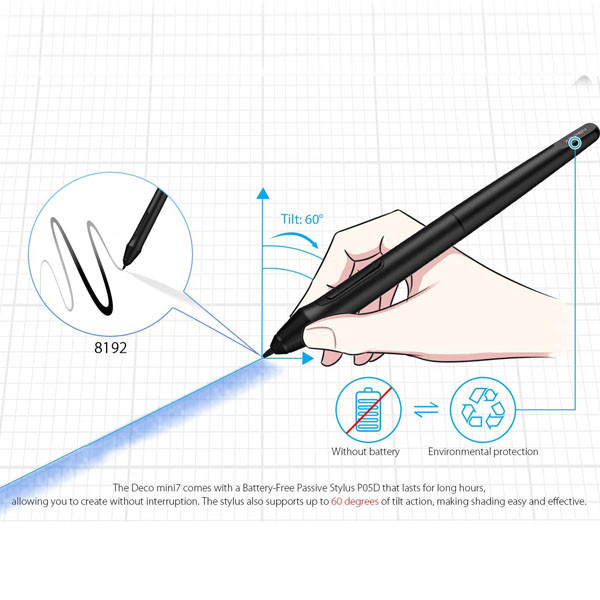 قلم طراحی نوری ایکس پی پن مدل XP PEN DECO MINI 7 OPTICAL DRAWING TABLET
