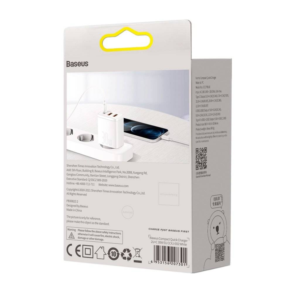 شارژر دیواری بیسوس مدل WALL CHARGER BASEUS CCXJ-E02 30W توان 20 وات