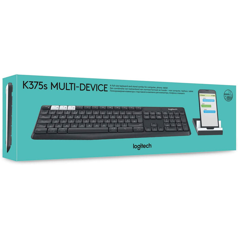 کیبورد بی سیم لاجیتک مدل KEYBOARD LOGITECH K-375S MULTI-DEVICE به همراه پایه نگهدارنده گوشی موبایل و تبلت