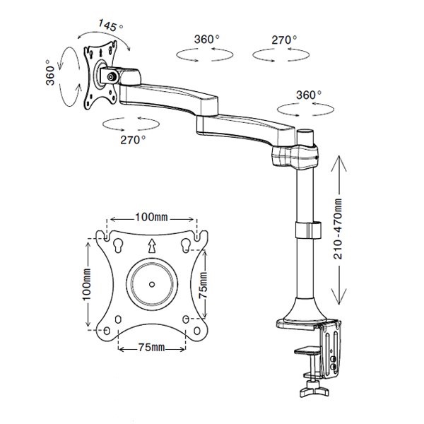 پایه رومیزی مانیتور ال سی دی آرم مدل LCD ARM LD-410B مناسب مانیتور سایز 10 اینچ تا 27 اینچ