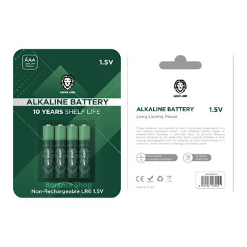 پک 4 عددی باتری آلکالاین نیم قلمی گرین لاین مدل GREEN LION ALKALINE AAA BATTERY