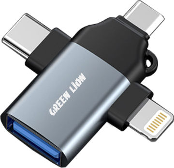 تبدیل OTG همه کاره گرین لاین GREEN LION MICRO-USB/TYPE-C/LIGHTNING TO USB