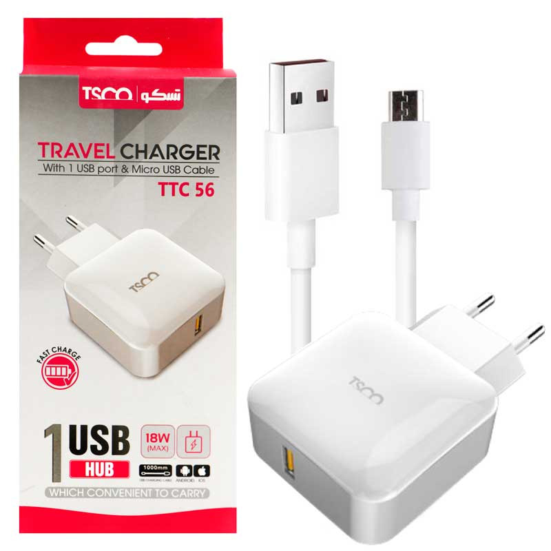 شارژر دیواری سکو مدل TSCO TTC-56 به همراه کابل شارژ MICRO-USB