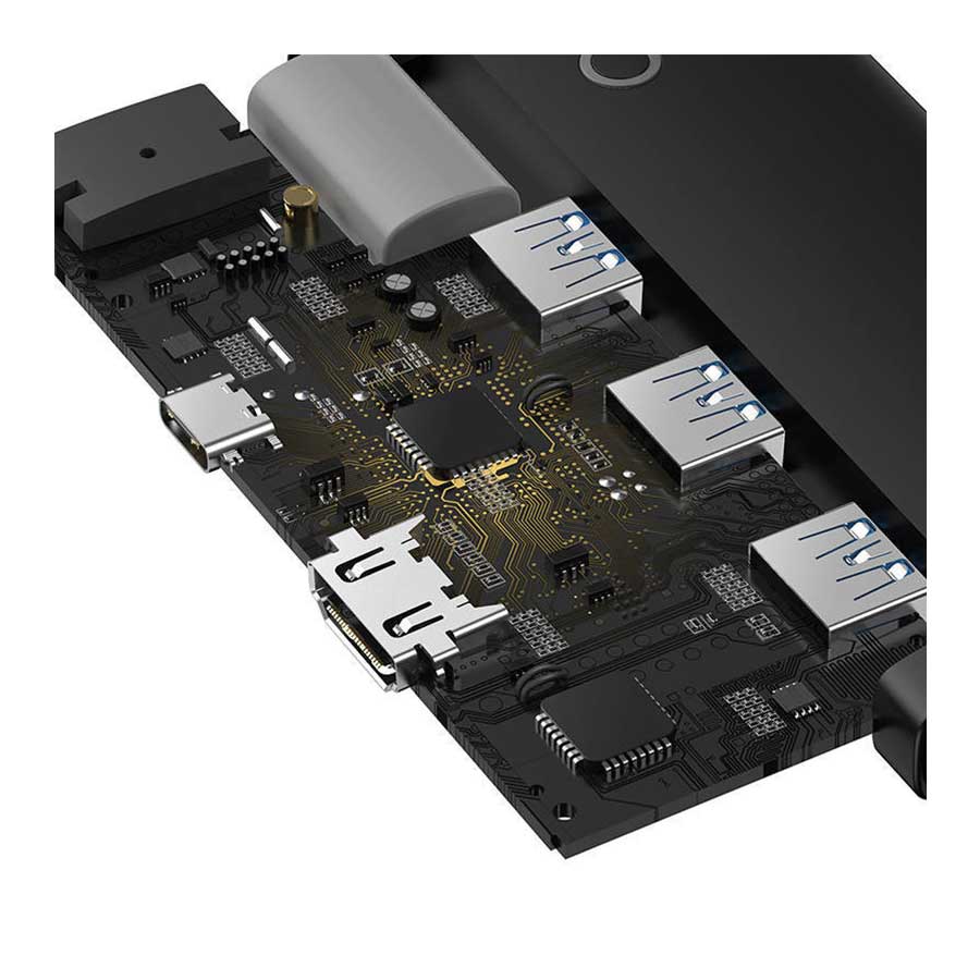 هاب 5 پورت تایپ سی بیسوس مدل BASEUS LITE SERIES 5-PORT TYPE-C HUB DOCKING STATION WKQX040001