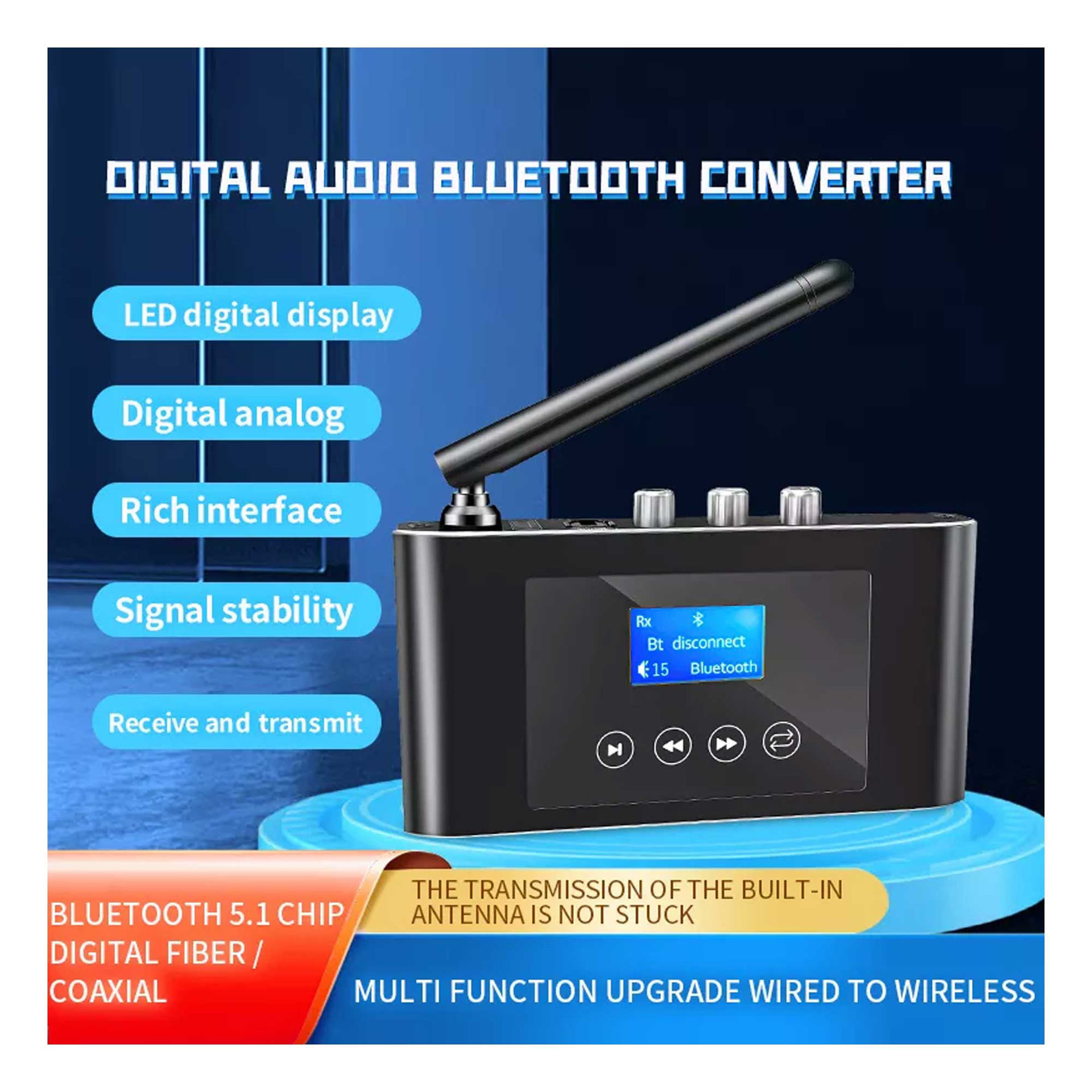 فرستنده و گیرنده بلوتوثی صدا و مبدل صدای دیجیتال به آنالوگ مدل T38