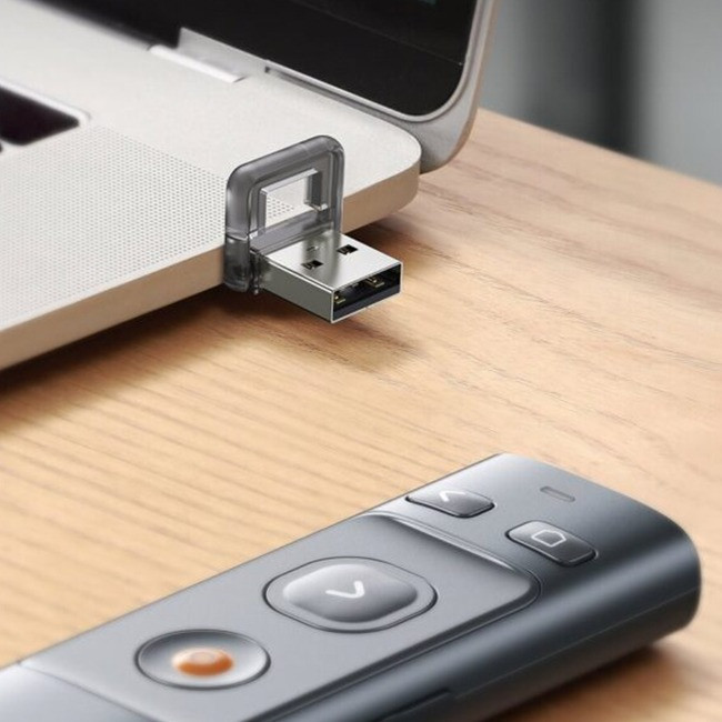 پوینتر و پرزنتر بی سیم بیسوس مدل BASEUS ORANGE DOT WIRELESS PRESENTER RED LASER ACFYB-B0G