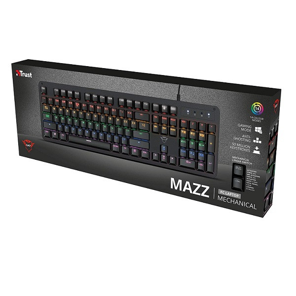 کیبورد مکانیکال مخصوص بازی تراست مدل KEYBOARD GAMING MECHANICAL TRUST GXT-863 MAZZ