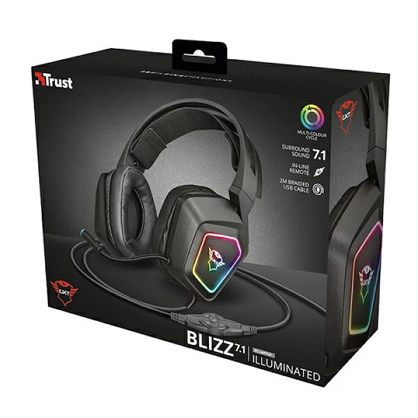 هدست سیم دار مخصوص بازی تراست مدل HEADSET GAMING TRUST GXT-450 BLIZZ 7.1 RGB