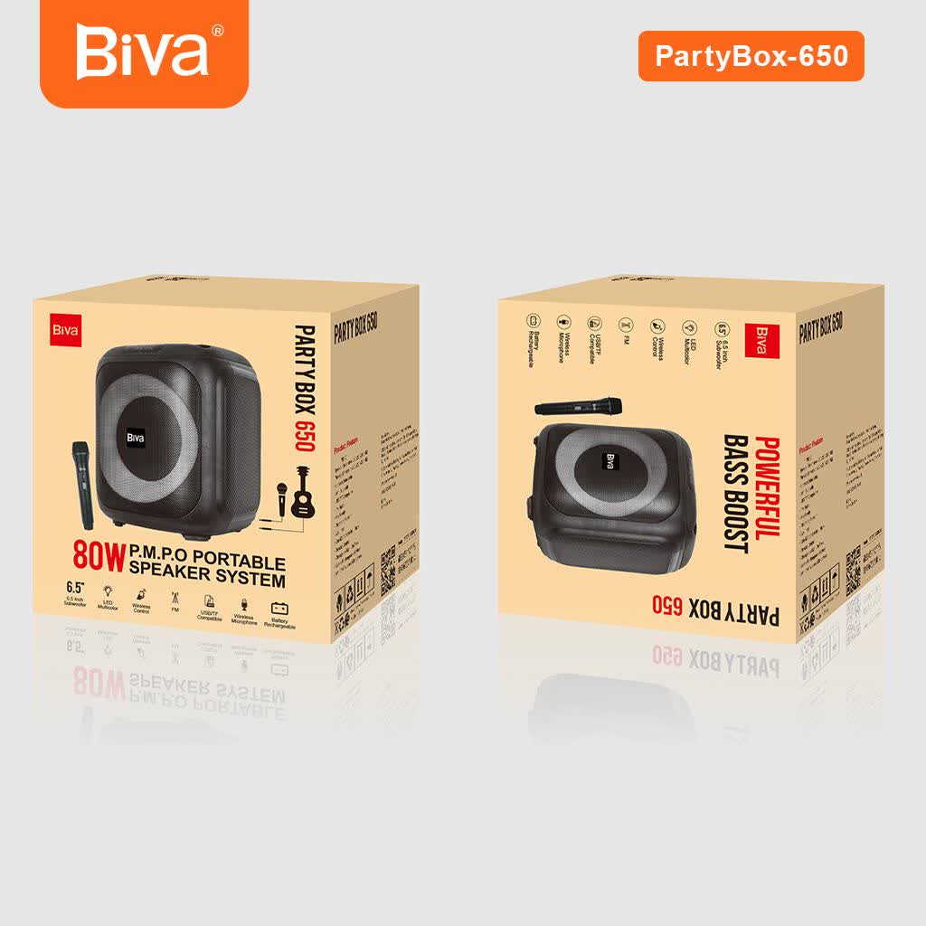 اسپیکر قابل حمل بیوا مدل SPEAKER BIVA PARTY BOX 650 توان 80 وات